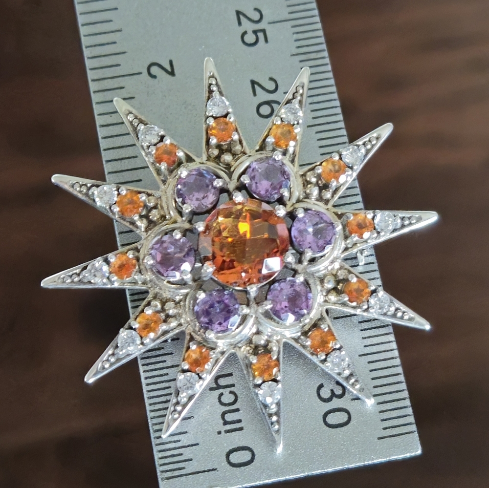 Nicky Butler Sterling Silver 925 Marigold Quartz Amethyst Signed Brooch Pendant